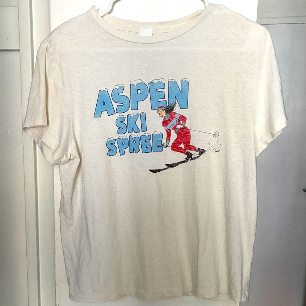 Re/done Aspen Ski Spree Graphic T-Shirt - Cream large